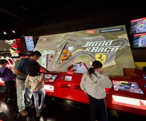 Lego Ferrari Build & Race is Legoland New York: Virtual race screen. author photo